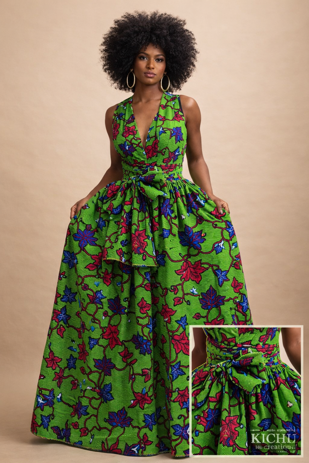 Robe longue infinity feuilles de patate