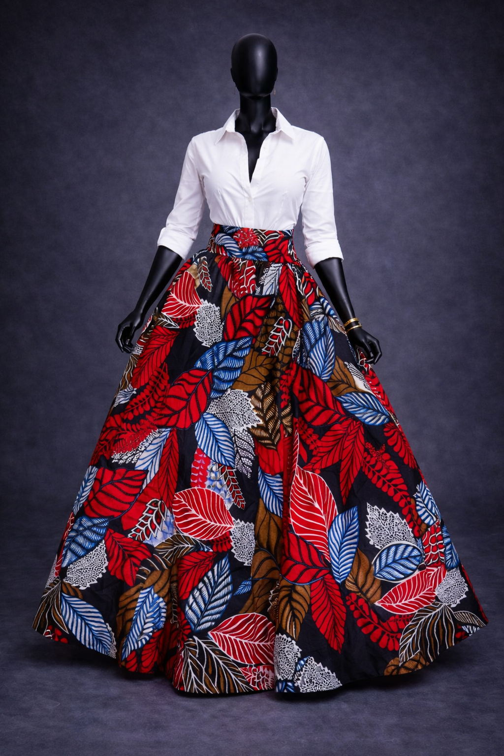 Jupe longue en wax colorée