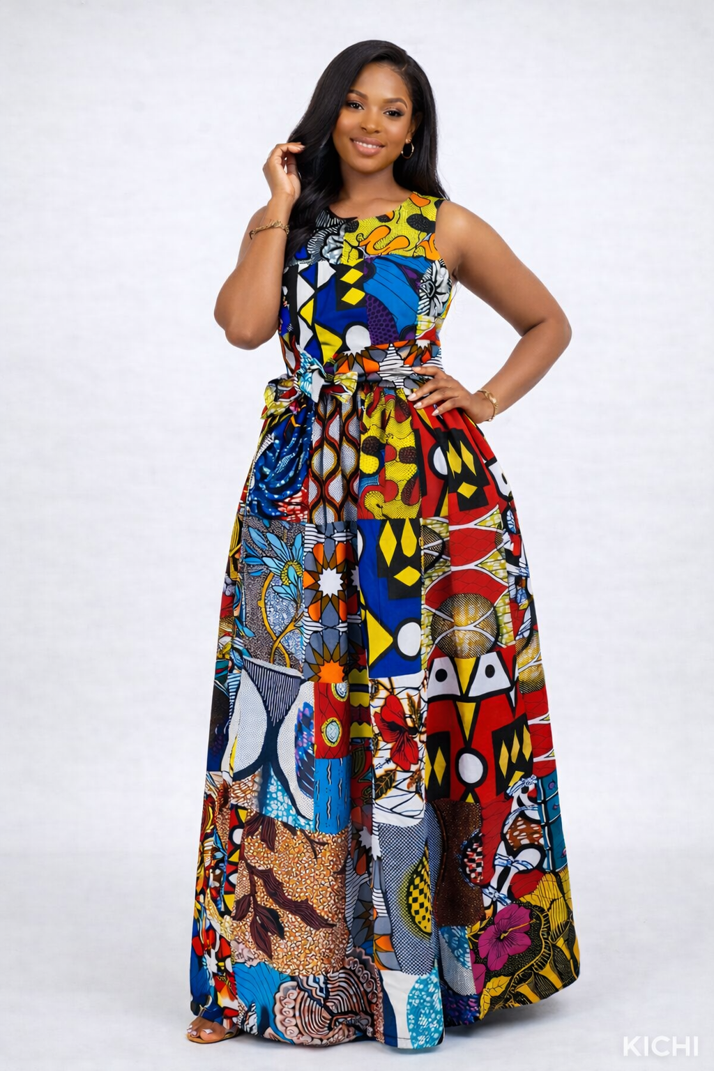 Robe longue patchwork