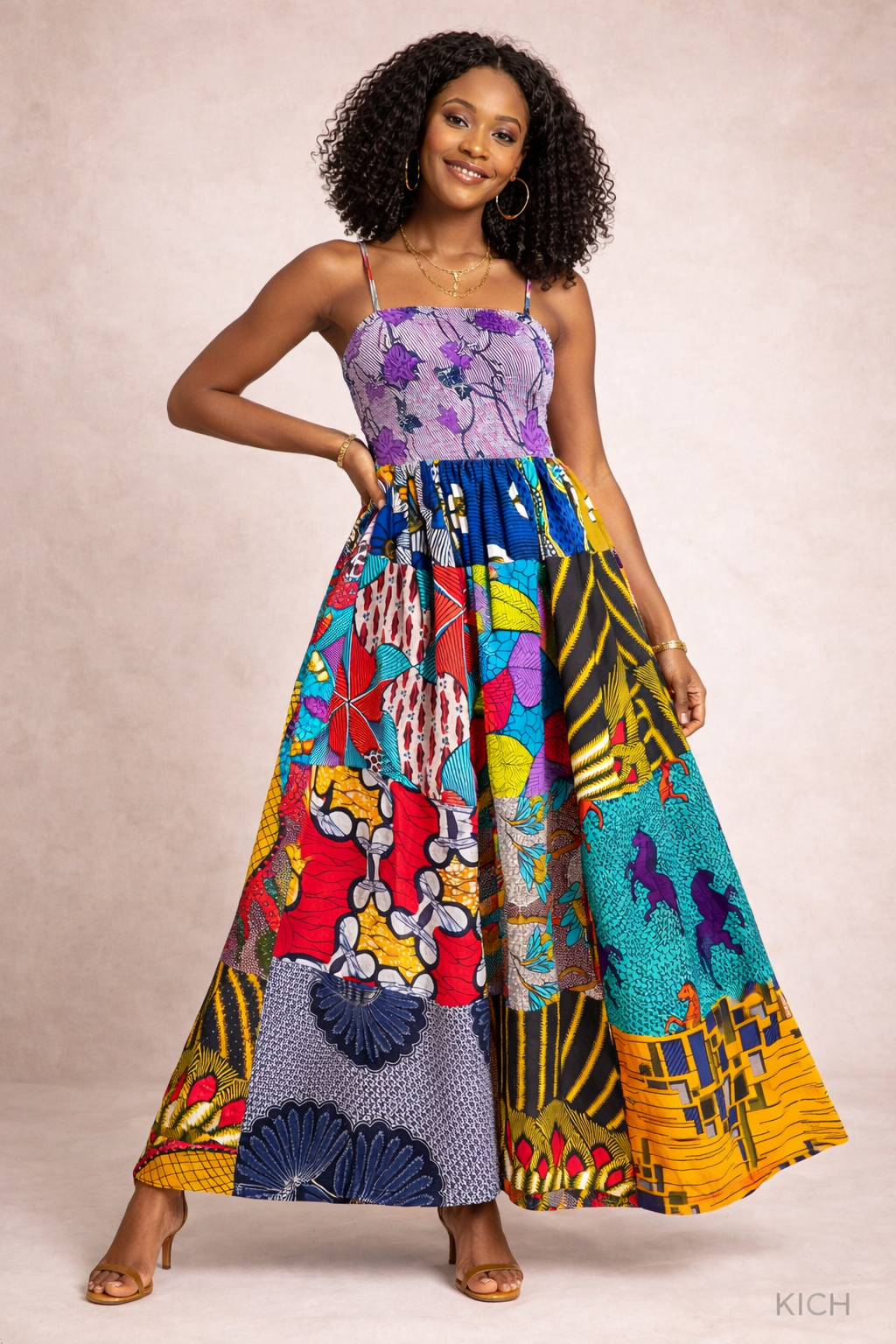 Robe longue patchwork