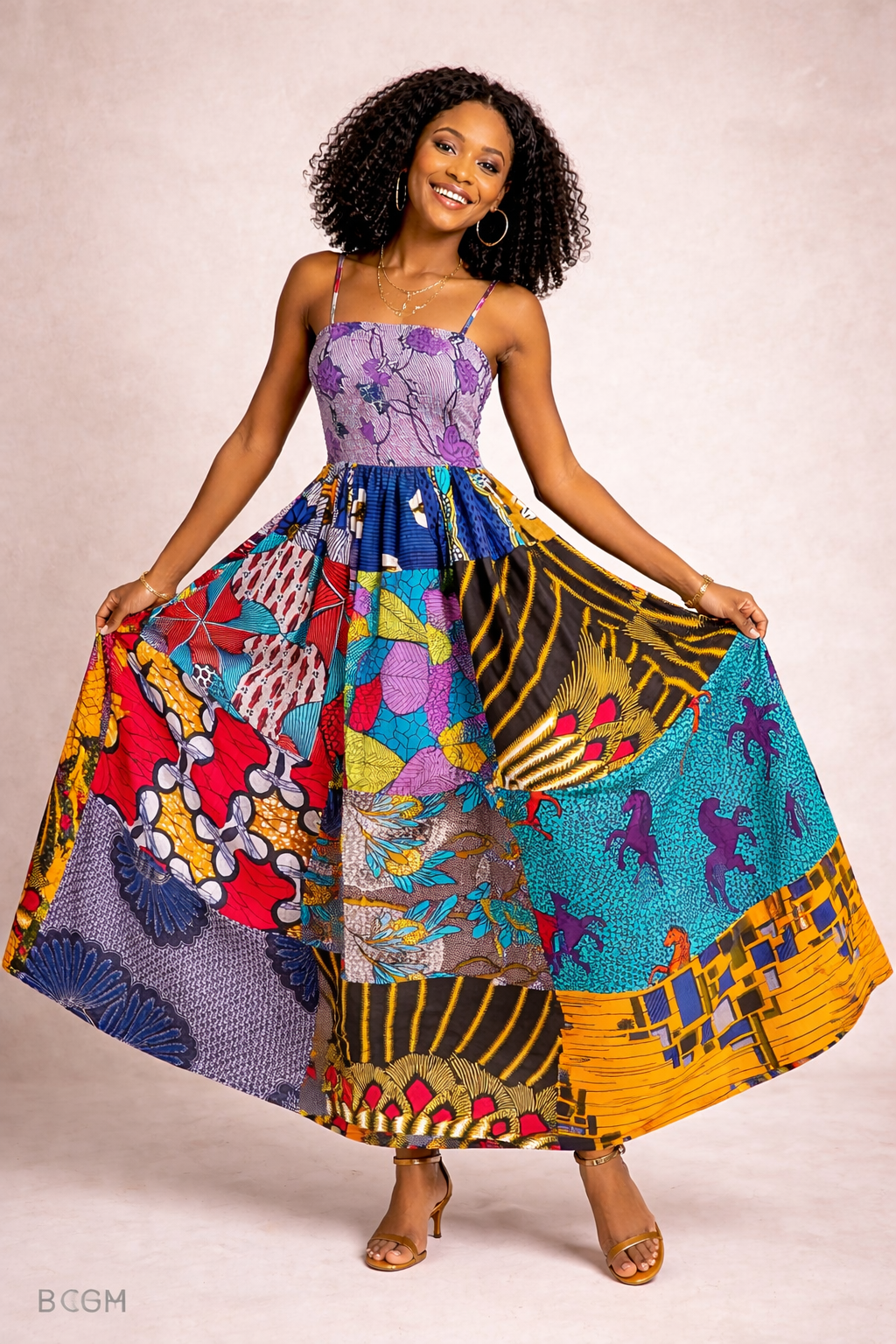 Robe longue patchwork