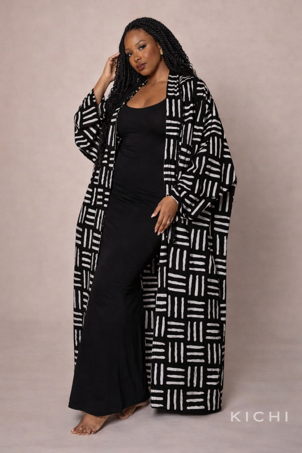 kimono longue en wax ankara