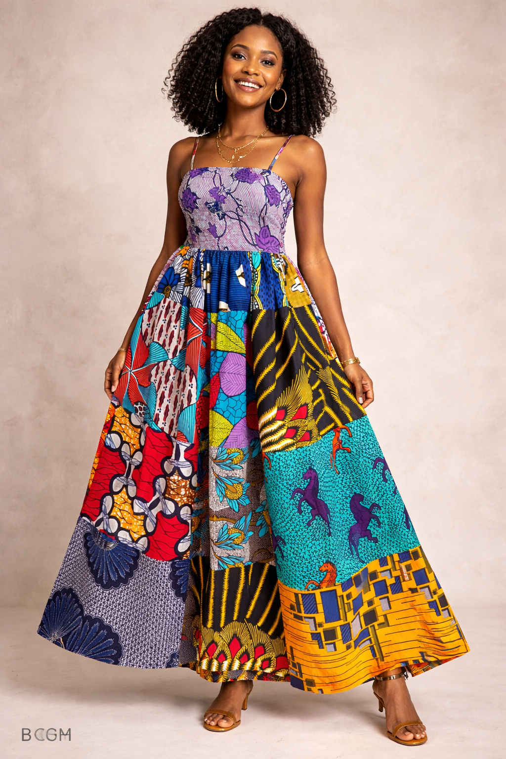 Robe longue patchwork