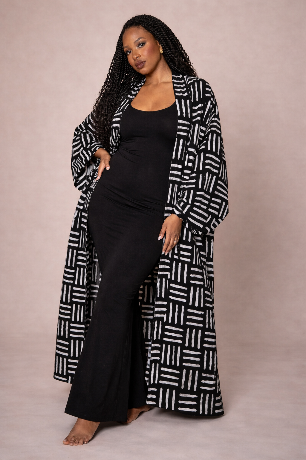 kimono longue en wax ankara