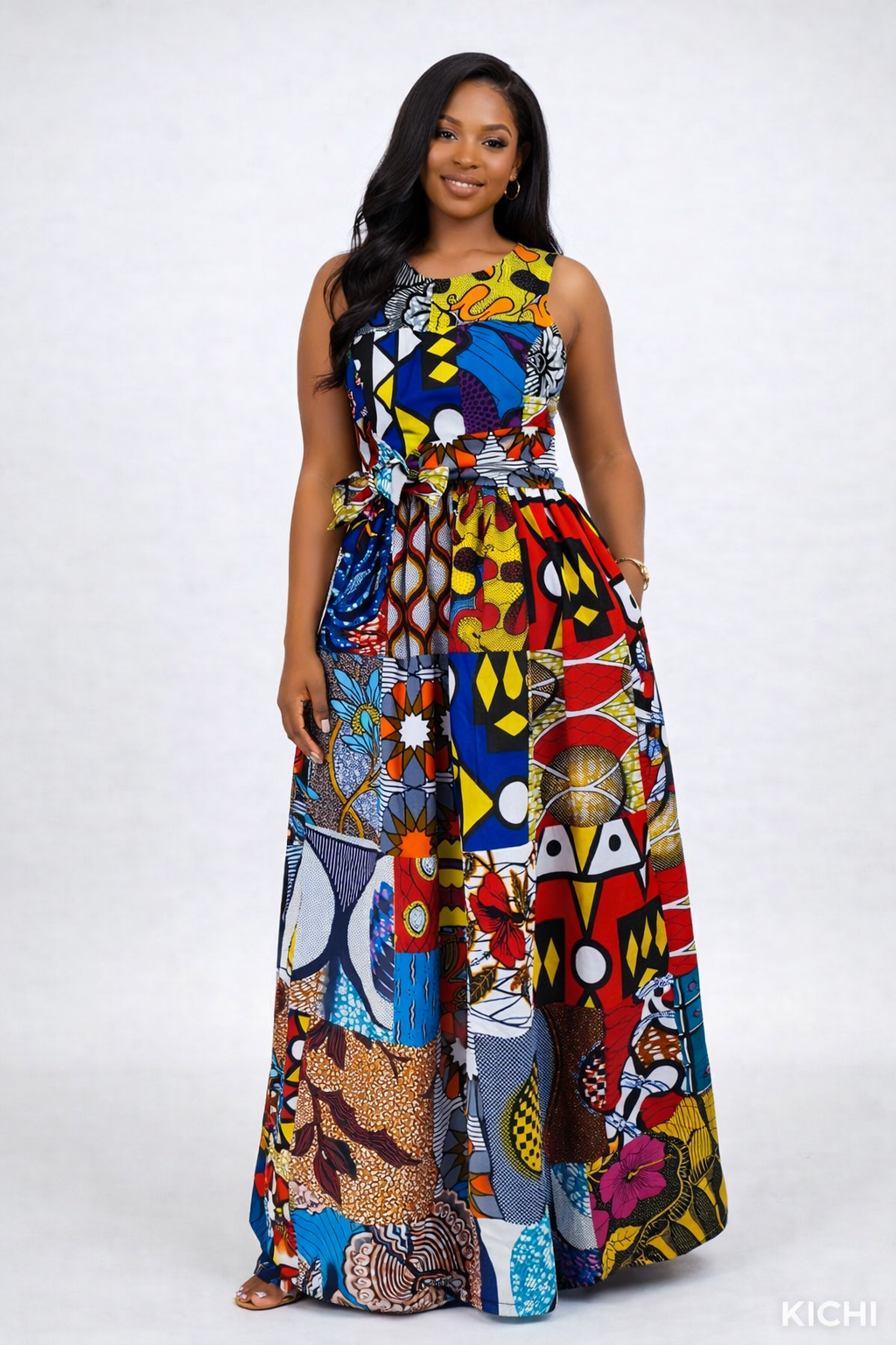 Robe longue patchwork